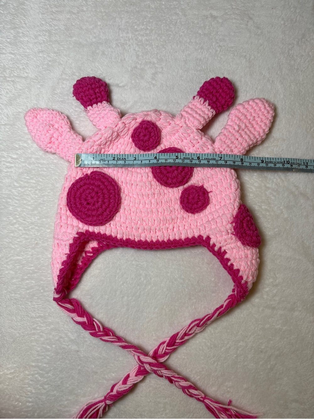 Pink Crochet Kids Giraffe Hat - Cute Spot Design